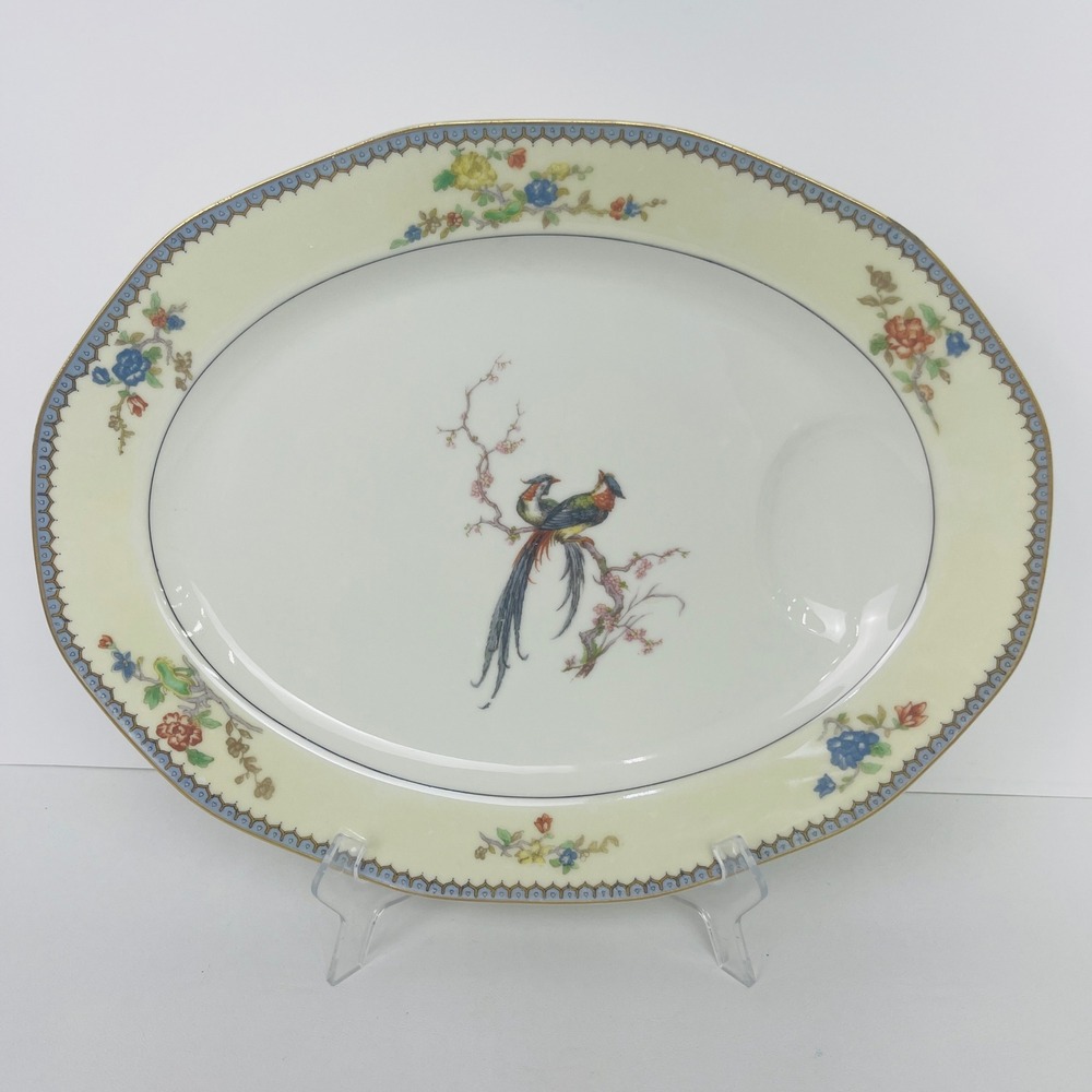 Theodore Haviland Limoges France Chambord Oval Serving Platter Bird Floral 12in
